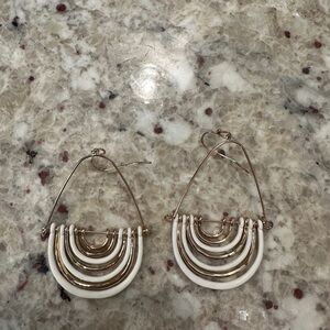 White and Gold Geometric Earrings